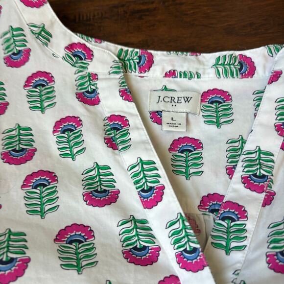 Bundle of (2) J Crew Floral Printed Tops Poplin / Shell Tank Femenine Sz L - Picture 9 of 15